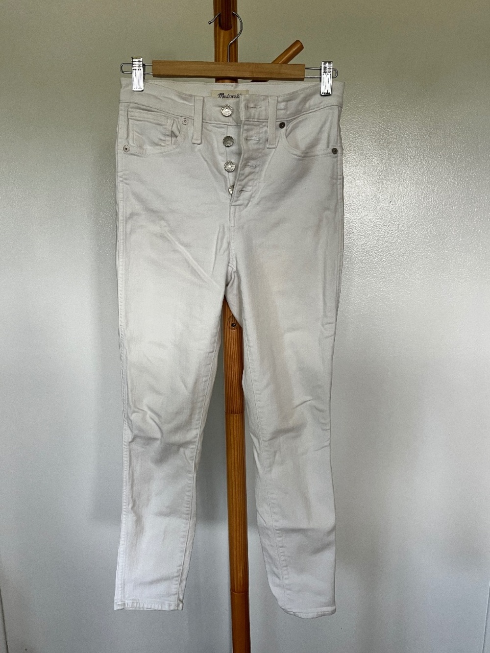 Madewell 10" high-rise skinny crop button-fly white jeans size 26